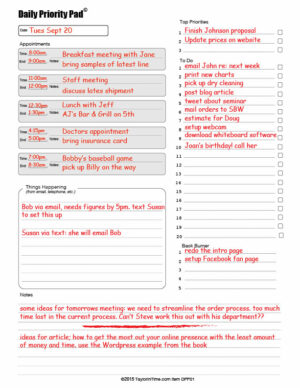 Daily Priority Planner Pad