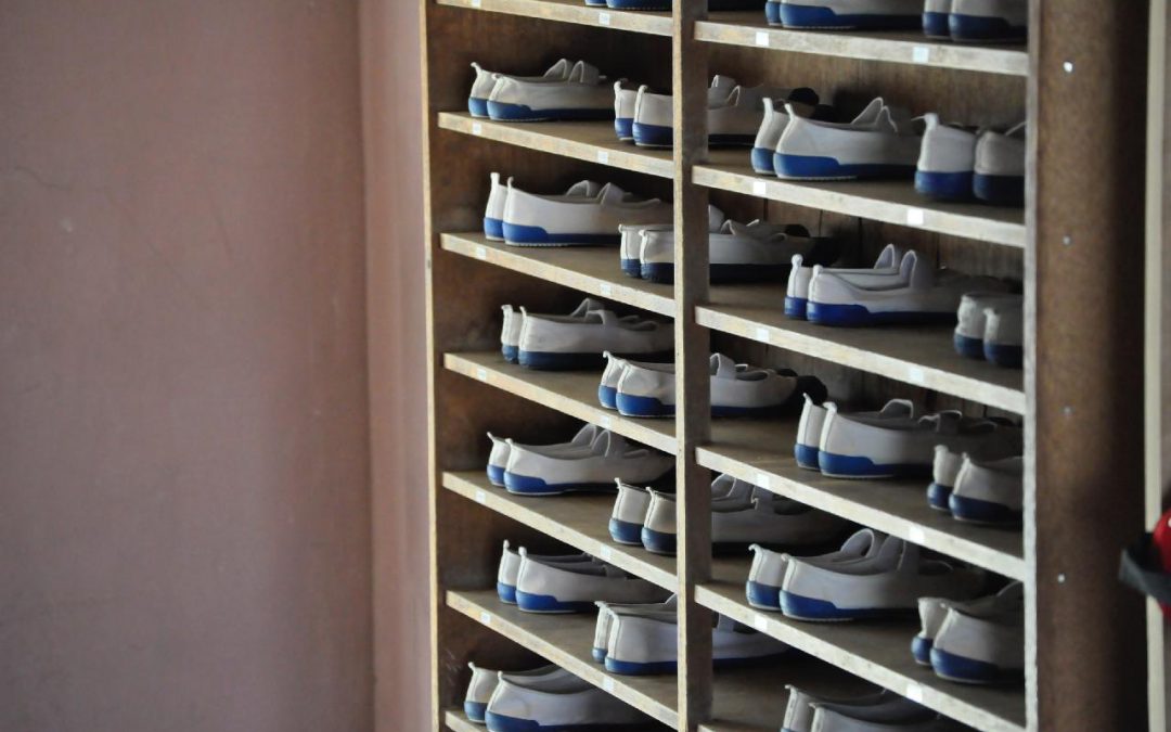 organized shoe closet